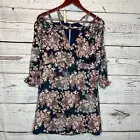 Paper Crane Womens Multicolor 3/4 Sleeve Floral Cold Shoulder Shift Dress Size S