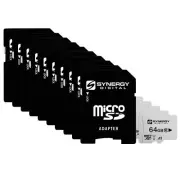 Synergy Digital 64GB, UHS-I MicroSDXC Memory Cards - Class 10, U1 - Pack of 10