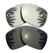 Black&Silver Mirrored Replacement Lenses for-Oakley Deviation Polarized