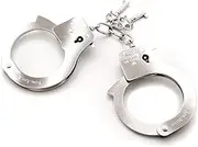 Fifty Shades of Grey You Are Mine Metal Handcuffs - Sexy Lockable Handcuffs with 2 Keys & Quick Release - Adjustable for Adults with Satin Bag - Silver