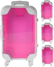 [ARTSEWPLY] 4pcs Box Mini Storage Box Anti-Collision Door Plug Candy Props Artificial Lollipop Small Suitcase Makeup Travel Case Hand Luggage Halter Glasses Chain Extra-Long Door Plug Abs Rosy
