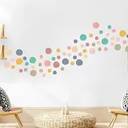 Boho Polka Dot Wall Decals – 198 PCS Neutral Fabric Stickers, 1.9" & 1.1" Reusable Dots, Peel and Stick PVC-Free Wall Art for Nursery, Kids Room, Classroom – 6 A4 Sheets – Made in Australia
