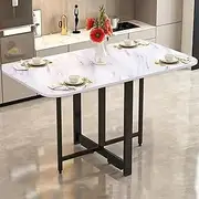 Ultra Thin Fold Up Dining Table, Mobile Folding Dining Table, Extendable Drop Leaf Table with Metal Frame, Multifunction Expandable Table with Anti-Falling Bracket, for Work, Study and Dining (Color