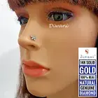 Natural 6 Si Diamonds Star Nose Lip Labret Piercing Pin Ring Screw Stud 14k Gold