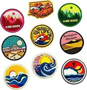 BEBEMOKO 9 Pcs Embroidery DIY Round Patches Cute Cartoon Applique Stickers for Jackets Jeans Bags Clothing Arts Crafts Durable Ironing Decoration for Creative Projects