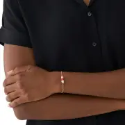 Emporio Armani Rose Gold Plated Stainless Steel Red Lacquer Components Bracelet