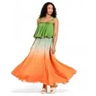 Alden Adair Samantha Maxi Sun Dress Rainbow Ombre Orange Green Medium M NEW
