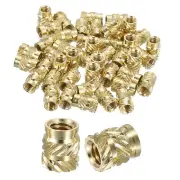 Knurled Insert Nuts, 50pcs M4 x 7mm L x 6mm OD Brass Heat Set Insert Nuts
