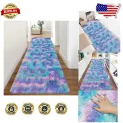 Stylish Purple Shag Runner Rug - 10' x 3' Fluffy Carpet with Stain Resistance