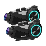 2Pcs Motorcycle Helmet Bluetooth Intercom Headset HD Camera Recoder 2K