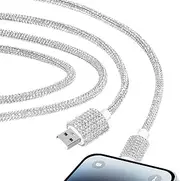 USB Cable for iPhone 14 Charger Cord, 3.3 ft Bling Diamond Rhinestone Cord, 66W Fast Charging USB A to iOS Charger for iPhone 14 Pro/13 Pro Max/128/11, iPad Pro