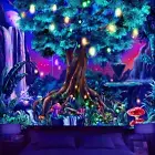 Blacklight Tree of Life Tapestry for Bedroom, UV Reactive Trees Plants- 51" X 60