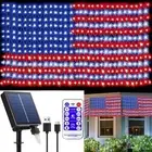 Solar American Flag Lights Outdoor 420 LED Waterproof American Flag Net Light...