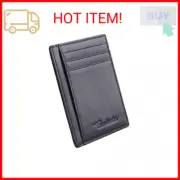 Travelambo Front Pocket Minimalist Leather Slim Wallet RFID Blocking Medium Size