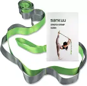 Yoga Straps Stretching Strap with 12 Loops Workout Poster, Straps for Stretching