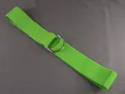 Green canvas stretch elastic belt silver loops 2" wide adjustable