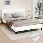 ALFORDSON Bed Frame Queen Size Base Boucle Fabric White