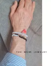 New men's opal stone with black agate and hand woven 3 pieces set bracelets