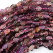 6mm - 8mm natural purple phantom amethyst pebble nugget beads 15.5" strand