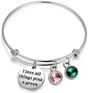 [BAUNA] Sorority Bracelet I Love All Things Pink and Green Alpha Kappa Alpha Paraphernalia Gift
