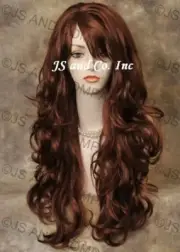 STRIKING! Long Wavy Curly Red Layered wig with bangs, Stunning win 130