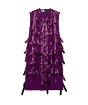 Prada Bow Embellished Crewneck Dress IT36 Cuckoo red