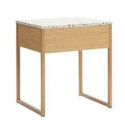 Design Square Gloria Nightstand Bedside Table Terrazzo Effect Top W/ 1 Drawer Oak