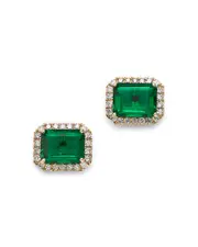 Bloomingdale's Fine Collection Emerald and Diamond Stud Earrings in 14K Yellow Gold