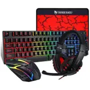4-in-1 Gaming Keyboard + Mouse + Headset + Mouse Pad Combo - USB LED RGB Light