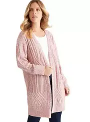 Rockmans - Womens - Jumper - Winter - Cardigan / Cardi Pink Long Sleeve Clothes