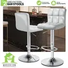 Set of 2 Adjustable 360 Degree Swivel Backrest Bar stools Extra Comfort Silver