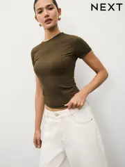 Khaki Green Slim Fit Short Sleeve Soft Touch Polyamide T-Shirt (W61445) | $38