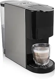 [Princess] Multi Capsule Coffee Machine 5 in 1 - Compatible with Nespresso, Dolce Gusto, Lavazza a Modo Mio & E.S.E. Pads 0.8L 1450W, Silver, Black