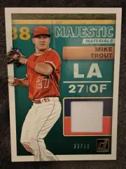 2019 donruss baseball majestic materials mike trout 22/99 Gold