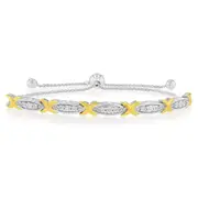Gold Plated Sterling Silver Diamond Slider Bracelet with 15 Round Brilliant Cut Diamonds