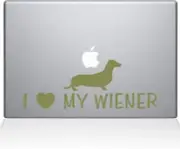 The Decal Guru I Love My Wiener Decal Vinyl Sticker, 15" MacBook Pro, Gold