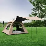 Mountview Instant Camping Tent with/Without Detachable Automatic Large Canopy Tarp, Pop-Up Outdoor 4-8 Person Family Tents Awning Poles Carry Bag Beige 2 6 People,Hiking Shade Shelter