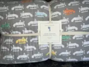 New~Pottery Barn Kids Asher Vintage Airplane Quilt~Full Queen~F/Q~Gray