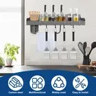 Kitchen Utensil Rack Wall Mounted Carbon Steel Spice Rack with Utensil JH