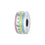 Silver plating Round Stopper Pendant Triangle Symbol Colorful Charm for Bangle DIY Jewelry