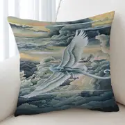 Fantasy Art Soaring Wonders Storks and Dragon Cushion Cover