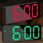 Alarm Clock LED-Display Digital Mirror Alarm Clock Battery/USB Alarm-Clock