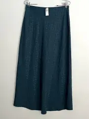 Banana Republic NEW Pull On Printed Satin Midi Skirt Green Silky Soft Sz ST