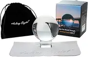 Amlong Crystal Meditation K9 Clear Crystal Ball 3.25 inch 80mm Diameter for Photography, Lensball, Decorative Ball with Free Stand and ECO Box, Including Microfiber Pouch, Wiping Cloth