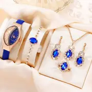 6pcs Set Women Fashion Quartz Watch Female Clock Rhinestone Dial Luxury Brand Design Women Watches Simple Ladies Wristwatch