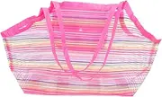 SOPOTUTU Rainbow Color Beach Bag Portable Storage Pouch Capacity Mesh Handbag for Seashells and Swimming Accessories for Beach Pool and Vacation Fun