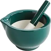 Pestle and Mortar Set Porcelain Spice Grinder Kitchen Manual Herb Grinder Pill Crusher Grinding Bowls for Paste Garlic Ginger Dark Green