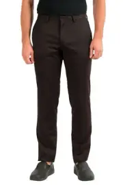 Hugo Boss Men's "Gido" Brown 100% Wool Flat Front Dress Pants