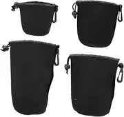 SHINEOFI 4Pcs Camera Lens Bag Durable Lens Storage Pouch for Dust Moisture Protection for DSLR and Mirrorless Cameras
