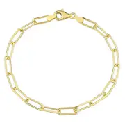 Amour 18k Yellow Gold Plated Silver 5mm Diamond Cut Paperclip Anklet - 9 in.